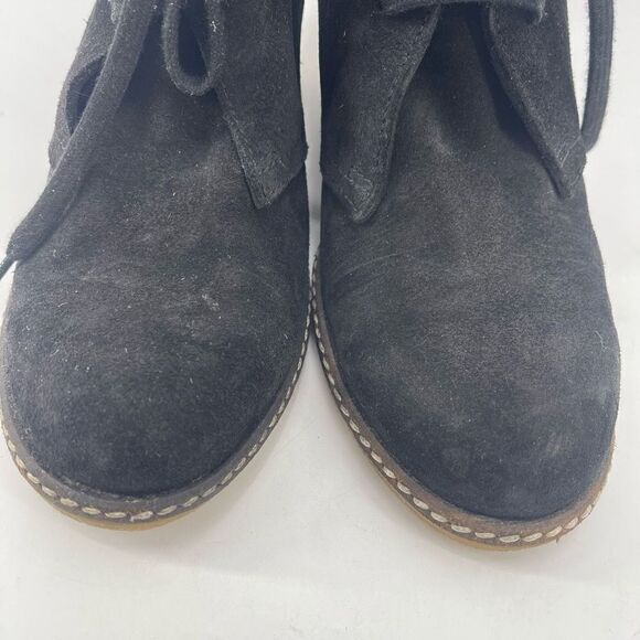 J. Crew Womens Ankle Boots Booties Suede Lace Up Wedge 2.5" Heels Black Size 9 - Picture 7 of 15